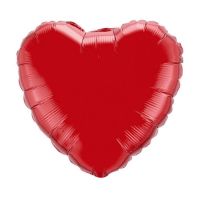 Szív, piros színű, pálcás fólia lufi, 23 cm