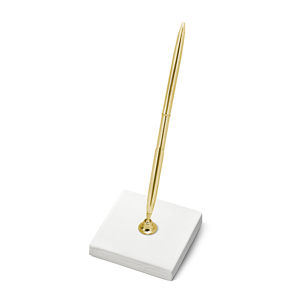 Elegáns toll, tartóval,  arany, krém színű talpon, 16.5cm