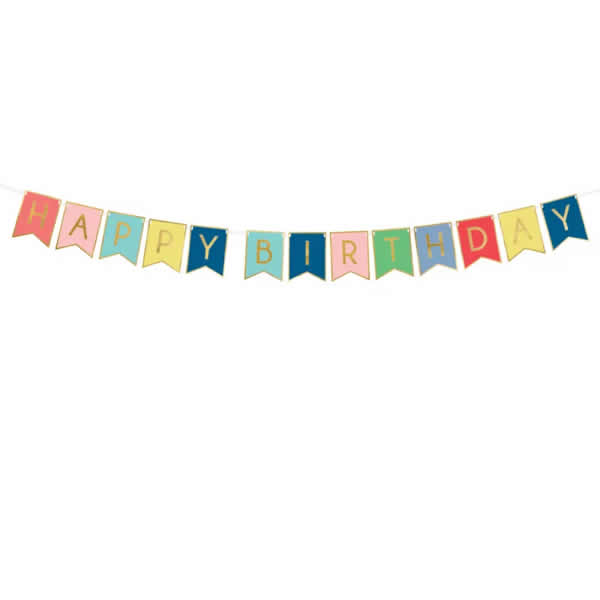 Happy birthday  banner, színes 175 cm