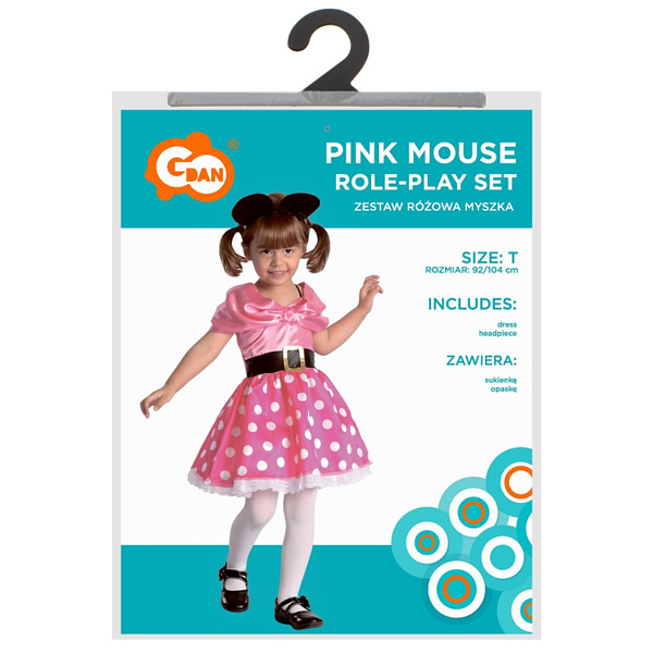 Pink Mouse lányka, jelmez, 92/104 cm