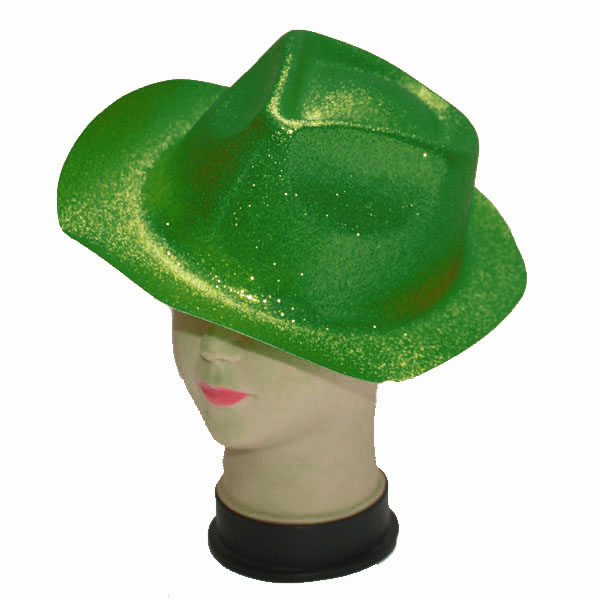 Glitteres úri kalap zöld