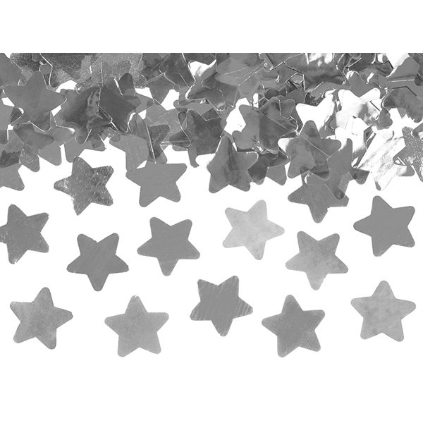 Konfetti kilövő ágyú, 40 cm, ezüst csillagok