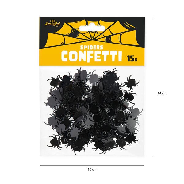 Pók konfettin, fekete, 15 g/cs