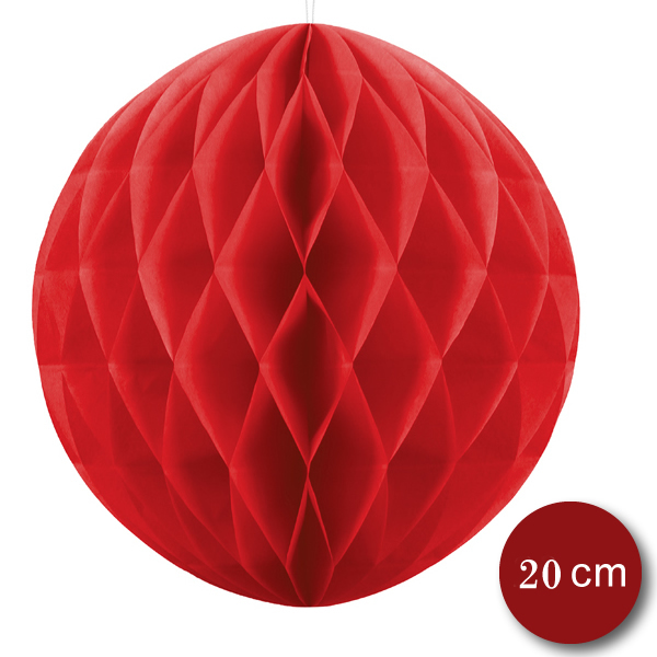 Gömb lampion 20 cm,  piros