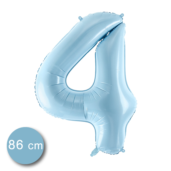 Fólia lufi, 4. születésnapra, világos kék, 86 cm
