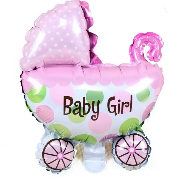 Fólia lufi, Baby Girl babakocsi, rózsaszín, 79 cm