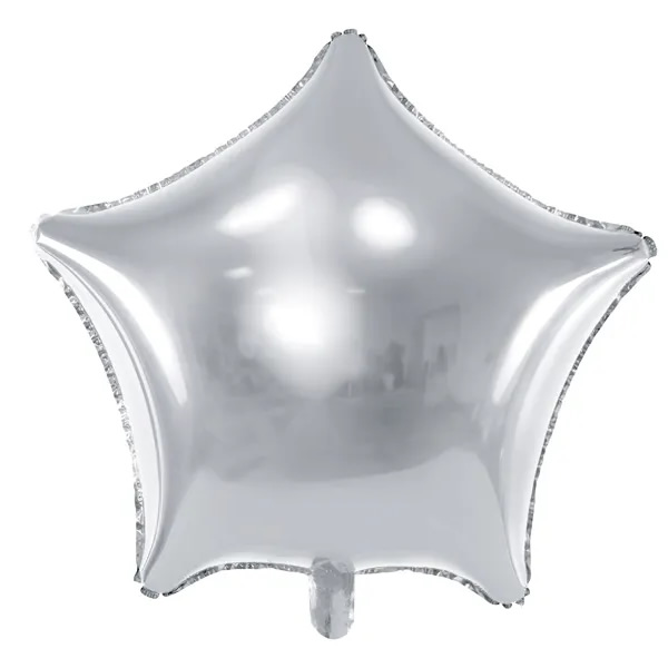 Csillag alakú, ezüst fólia lufi,   70 cm