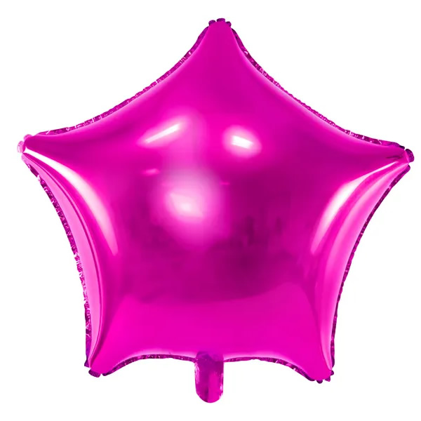 Csillag alakú, sötét pink fólia lufi,  19