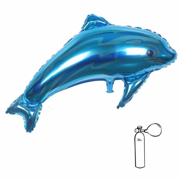 Fólia lufi, nagyforma, delfin, kék, 80*55 cm, csomagolt
