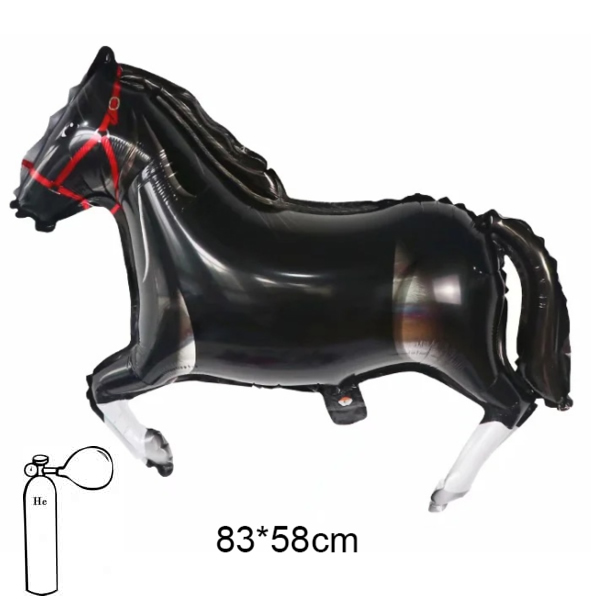 Fólia lufi, nagyforma, ló, fekete, 83*58 cm, csomagolt