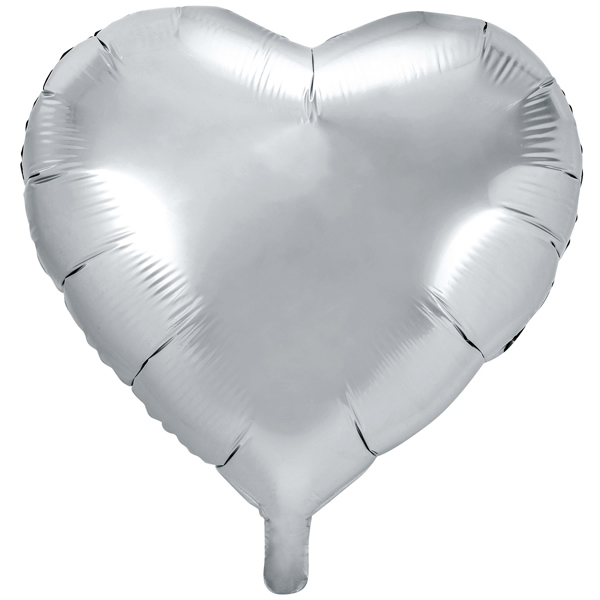 Szív alakú ezüst fólia lufi, 24