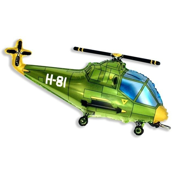 Helikopter, zöld, 98cm,  fólia lufi