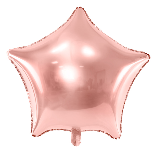 Csillag alakú rosegold fólia lufi, 19