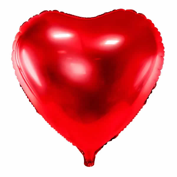 Szív alakú piros fólia lufi, 18