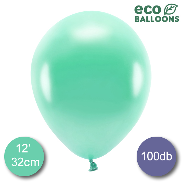 Eco metál lufi, latex, sötét menta zöld, d30, 100 db