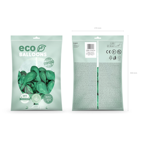 ECO lufi, latex, 30cm 100 db, pasztel zöld