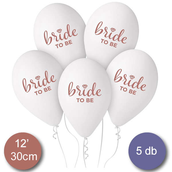 Bride to be latex lufi, fehér, 5 db/csomag
