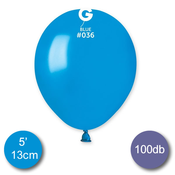 Lufi (metál) kék, 13cm, gömb, 100 db/cs