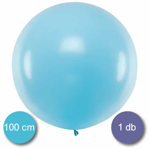 Latex lufi, gömb alakú, halvány kék,  100 cm átmérő