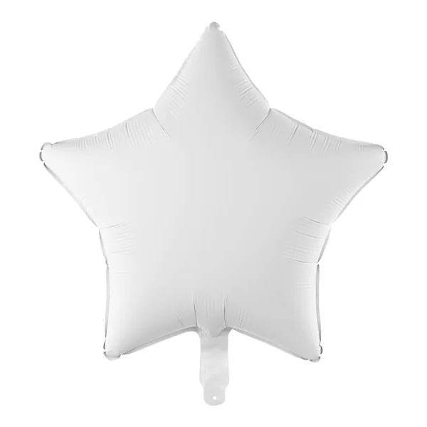 Csillag alakú fehér fólia lufi, 19
