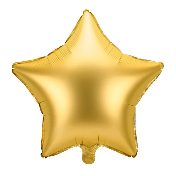 Csillag alakú matt arany fólia lufi, 19