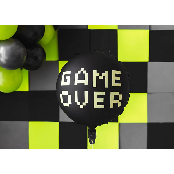 Fólia lufi, Game over, 45 cm, fekete