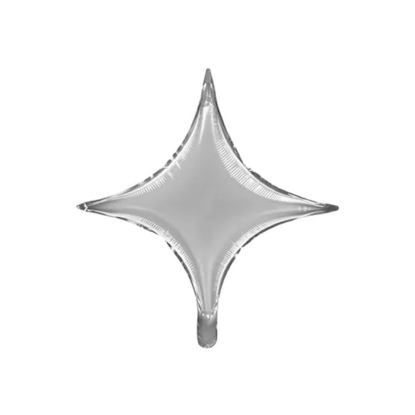 Ezüst csillag fólia lufi, 4 pontos, 45 cm