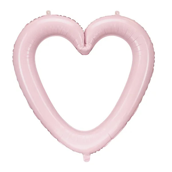 Szív alakú keret fólia lufi, light pink, 86 cm