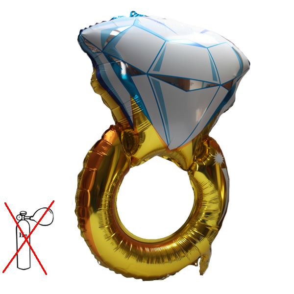 Gyémánt gyűrűt megformáló fólia lufi, 55 cm, csomagolt