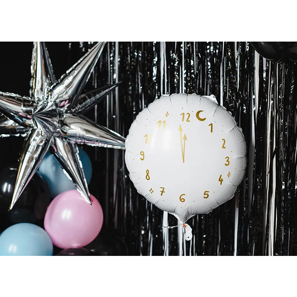 Fólia lufi, gömb alakú, szilveszteri óra, 45 cm