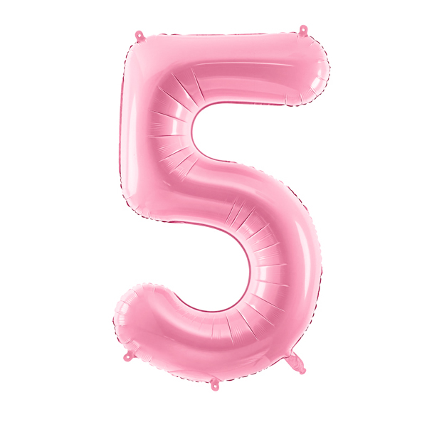 Fólia lufi, 5. születésnapra, rózsaszín, 86 cm
