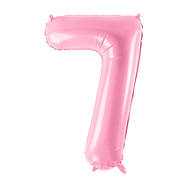 Fólia lufi, 7. születésnapra, rózsaszín, 86 cm