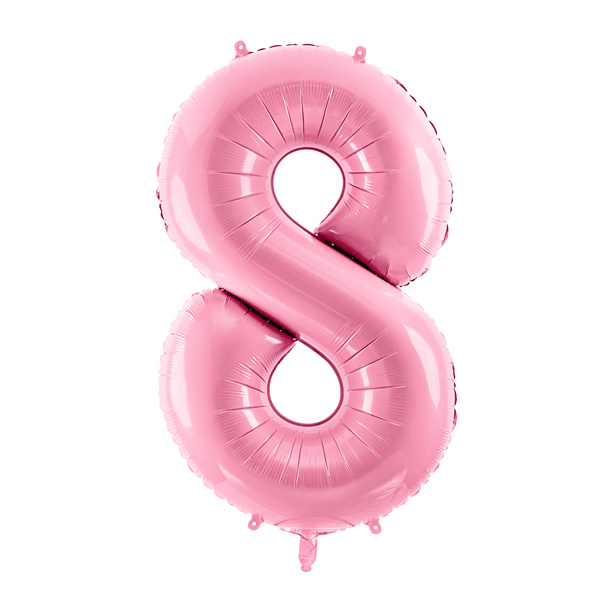 Fólia lufi, 8. születésnapra, rózsaszín, 86 cm