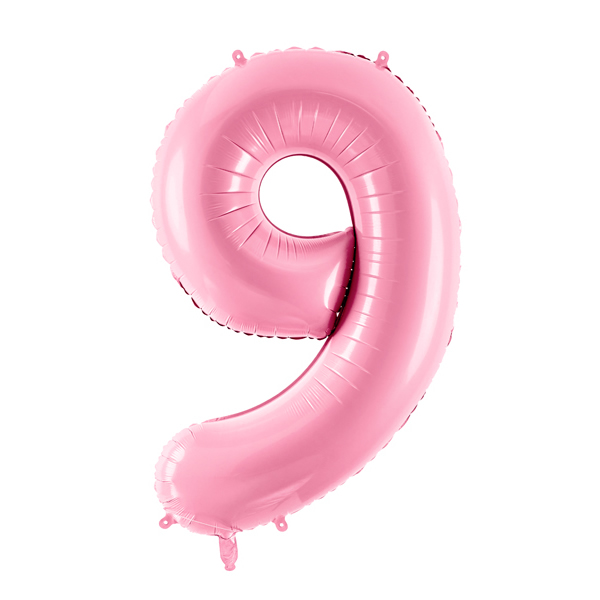 Fólia lufi, 9. születésnapra, rózsaszín, 86 cm