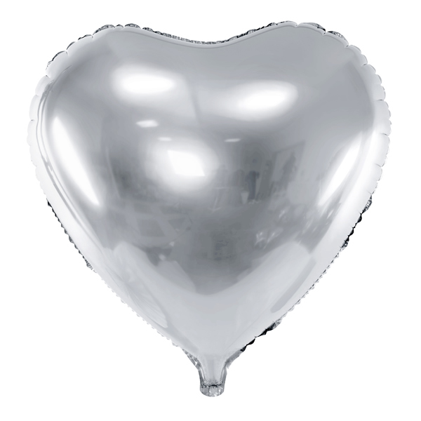 Szív alakú ezüst fólia lufi, 18