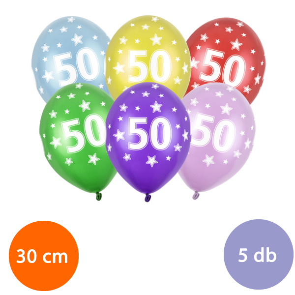 Lufi, évszámos (50), metál, 5 db/cs/vegyes színekben