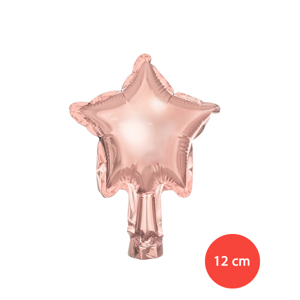 Fólia lufi 12 cm, rosegold, csillag, 25 db/cs