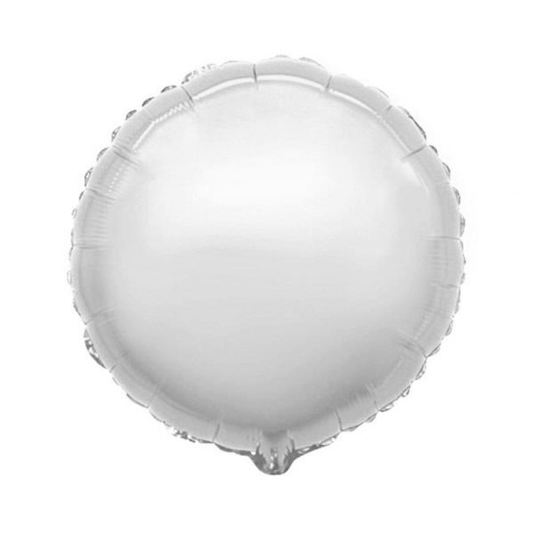 Gömb, ezüst színű, pálcás fólia lufi, 23 cm