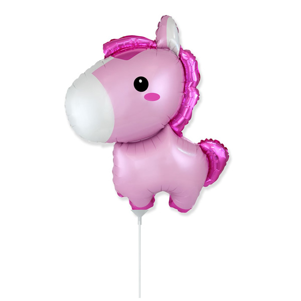 Fólia lufi, mini forma, bébi ló, rózsaszín