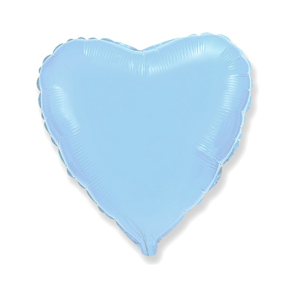 Szív, világos kék színű, pálcás fólia lufi, 23cm