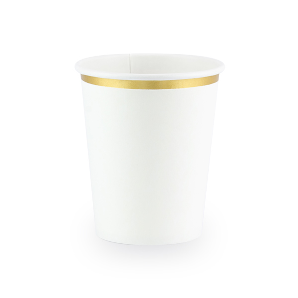 Party pohár, fehér, arany szegéllyel,  6db/cs, 260 ml