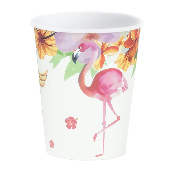Papír pohár, flamingós, 6 db/cs