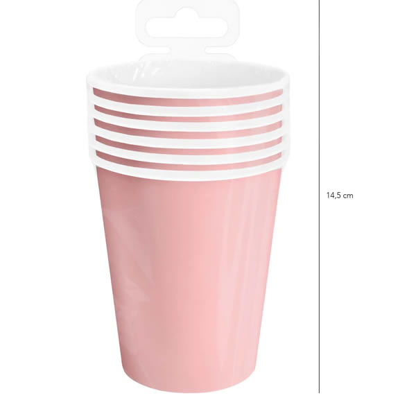 Party papír pohár,  rózsaszín, 220ml, 6 db/csomag
