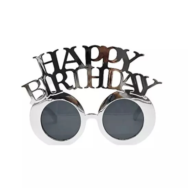 Happy Birthday szemüveg, ezüst