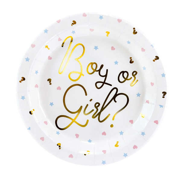 BOY OR GIRL, papír tányér, 23 cm, 6 db/cs