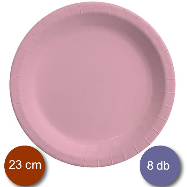 Papír tányér, rózsaszín, 23 cm
