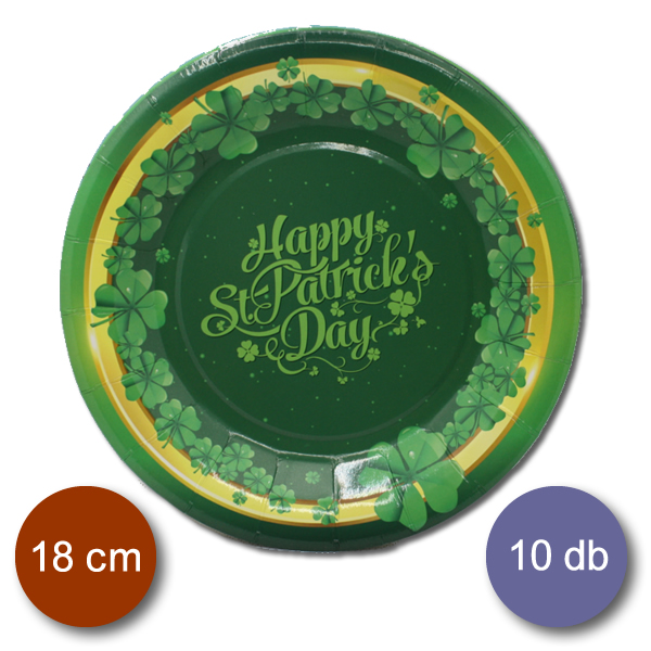 Papír tányér,St. Patricks Day, zöld, 10 db/cs