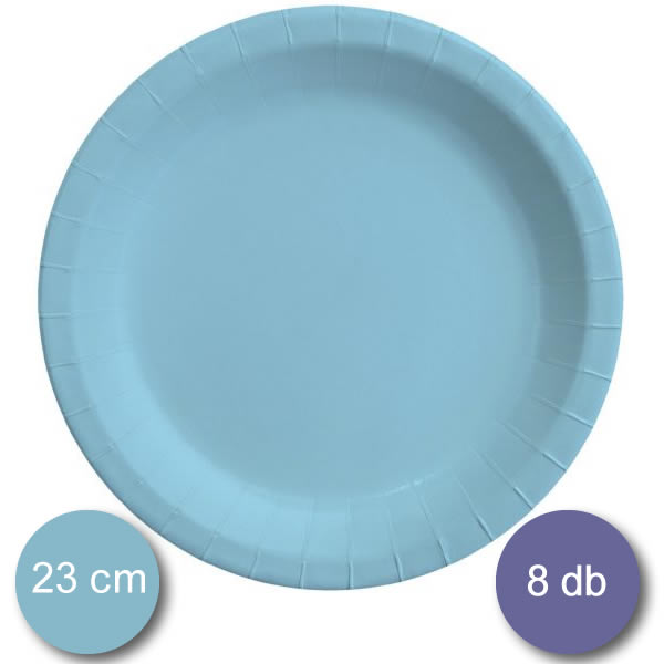 Papír tányér, világoskék, 8 db/csomag, 23 cm